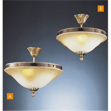 Lámpara de Techo de Bronce 13 luces, 10 Tulipas Hoja de 17 cm y 1