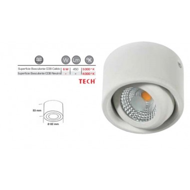 Down Light Led Superficie Redondo Basculante