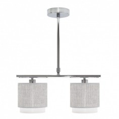 Lámpara Pantalla Tela Gris...