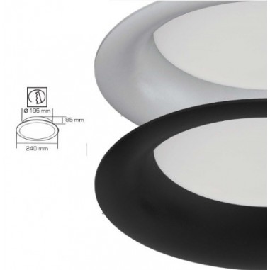 Downlight 24 cm Gris SMD LED 18W 3000 4000 ó 6000K Blanco