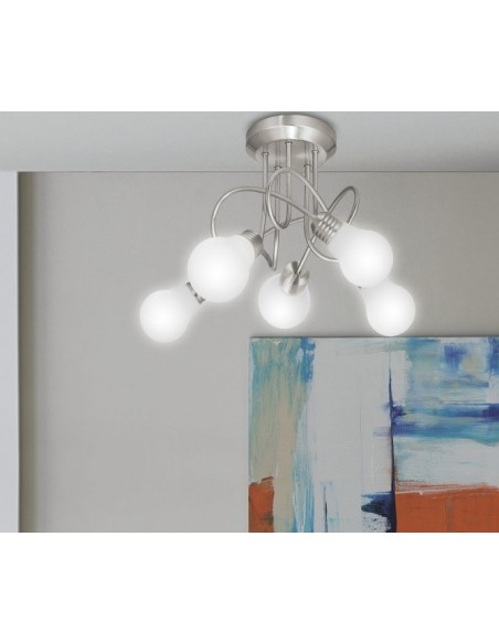 Plafón Entrelazado 5 Luces con Tulipas con Forma de Bombilla