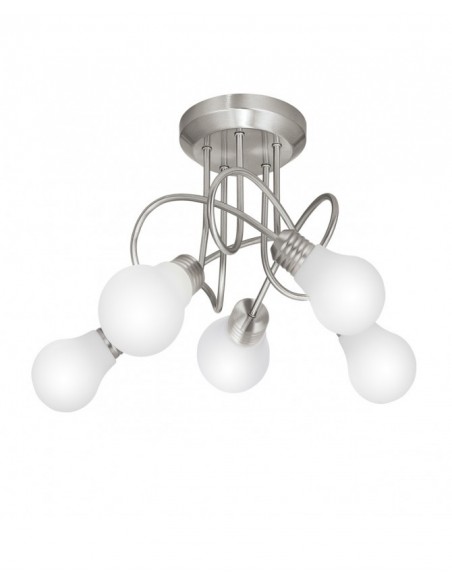 Plafón Entrelazado 5 Luces con Tulipas con Forma de Bombilla