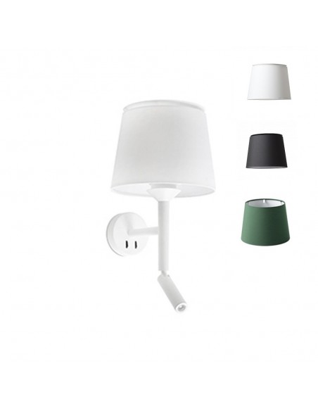 Apliques Blancos Cabecero con Pantalla Negra, Blanca o Verde y Lector