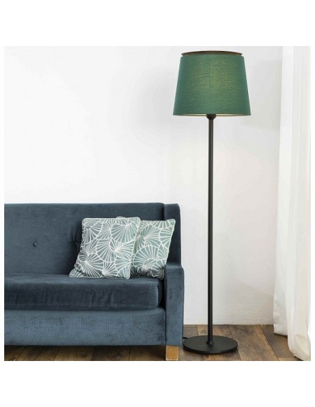 Lámpara de Pie Negra con Pantalla Verde