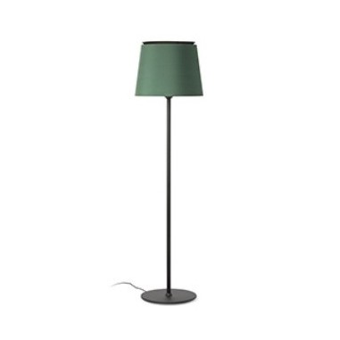 Lámpara de Pie Negra con Pantalla Verde