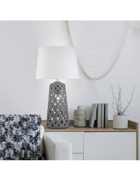 Lámpara Rinconera Cerámica Gris