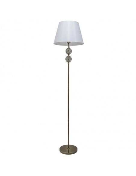 Lámpara Pie Comedor Cuero Pantalla Lona Blanca