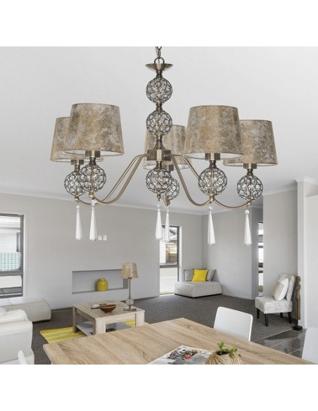 Lámpara de Colgar Cuero Pantallas Pan de Oro