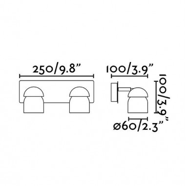 Aplique 2 Luces Orientable Negro