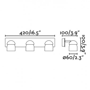 Aplique 3 Luces Orientable Negro Aplique 3 Luces Orientable Negro