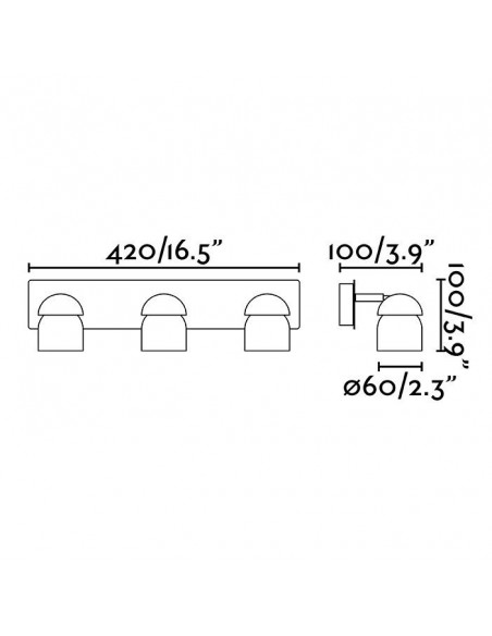 Aplique 3 Luces Orientable Negro