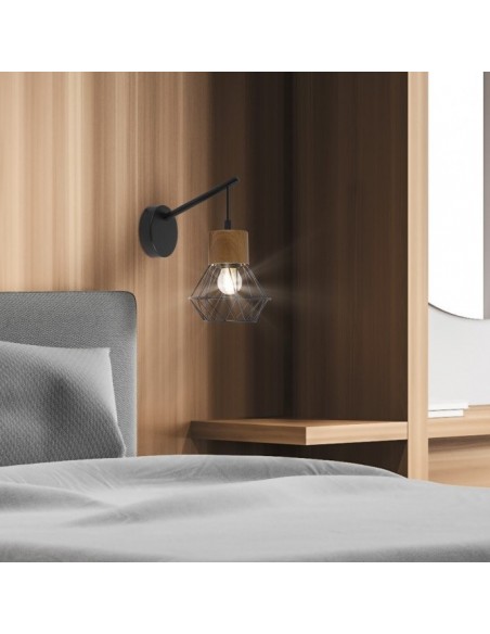 Aplique Dormitorio Negro y Madera