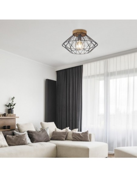 Plafón Dormitorio Negro y Madera