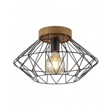 Plafón Dormitorio Negro y Madera