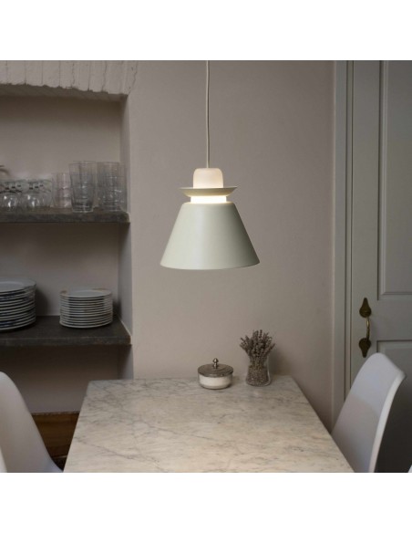 Lámpara Blanca con Aro Metálico Blanco o Terracota