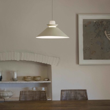 Lámpara Blanca 40 cm con Aro Metálico...