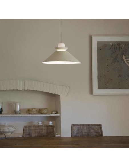 Lámpara Blanca 40 cm con Aro Metálico Blanco o Terracota