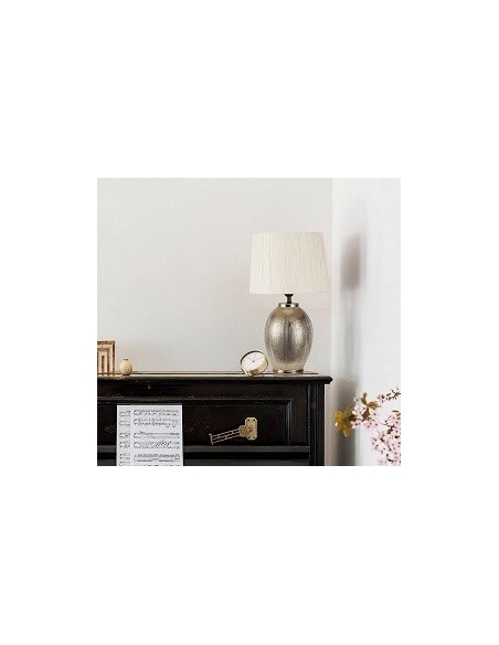 Lámpara de Mesa Cerámica Saima Bronce Dorado o Plata