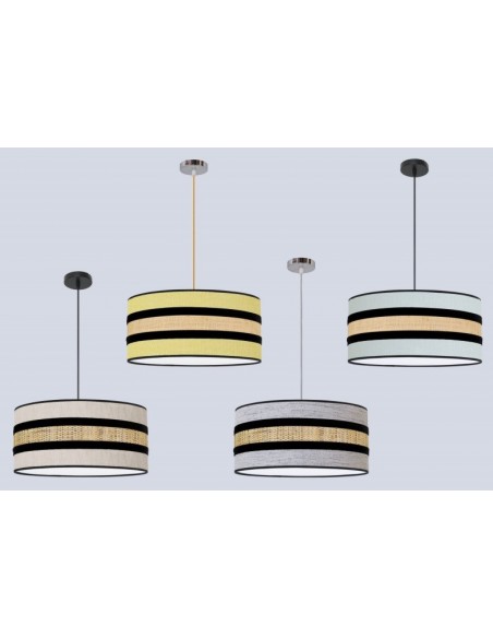 Lámpara Pantalla Caña y Beige Disponible Múltiples Acabados