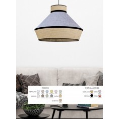 Lámpara Cónica Caña y Gris...
