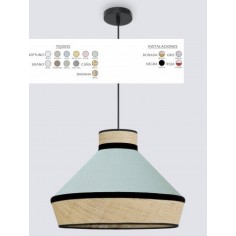 Lámpara Cónica Caña y Verde...