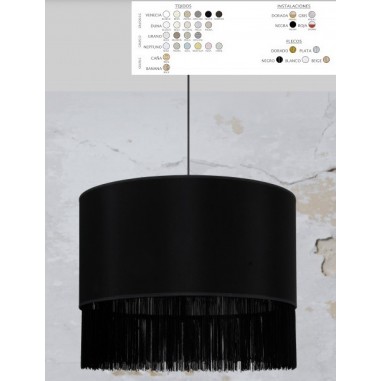 Lámpara Flecos Negros Fabricada en España Múltiples Acabados