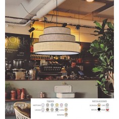 Lámpara Tela Marrón y Caña...