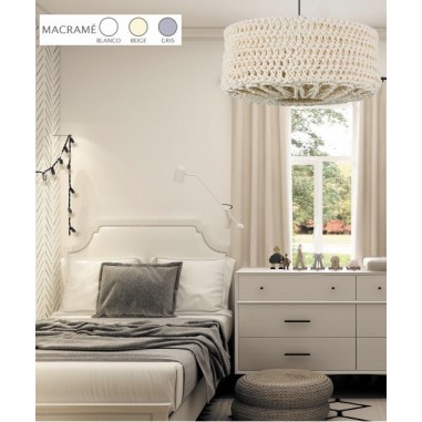 Lámpara Macramé Beige, Blanco o Gris