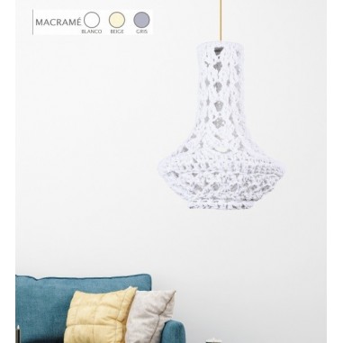 Lámpara de Techo Macramé Beige, Blanco o Gris