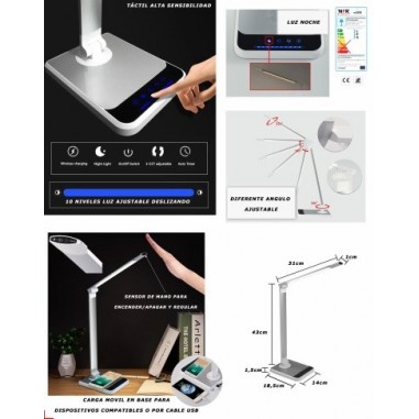 Flexo LED Carga Inalámbrica Sensor de...