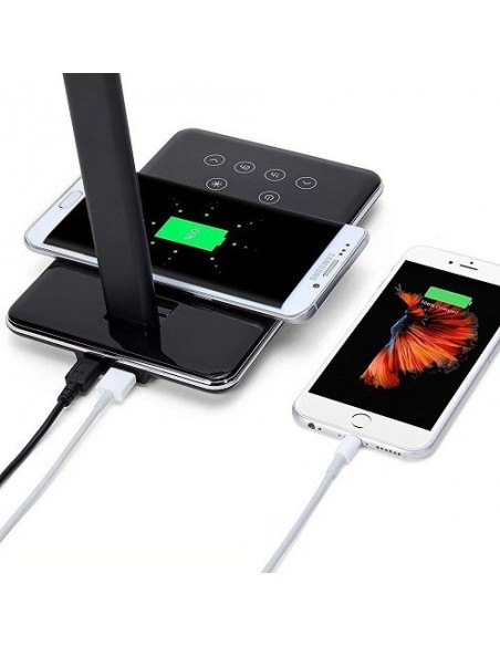 Flexo LED USB Carga Inalámbrica Táctil Negro