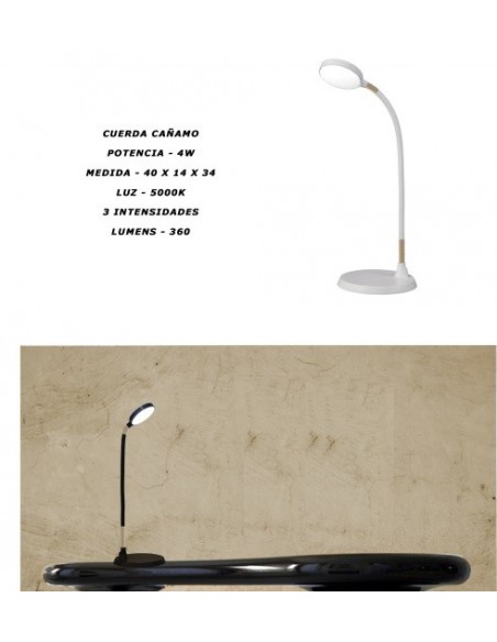 Flexo LED Blanco y Negro Cuerda 3 Intensidades