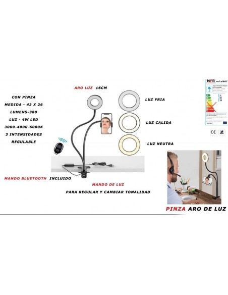 Aro de Luz con Pinza con Mando