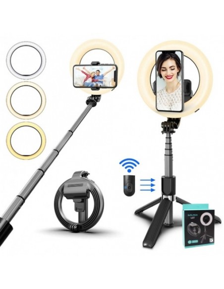 Palo Selfie Aro de Luz con Mando Bluetooth Trípode