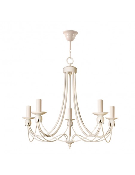 Lámpara de techo 5 luces beige con velas