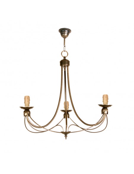 lámpara de 3 luces forja con vela