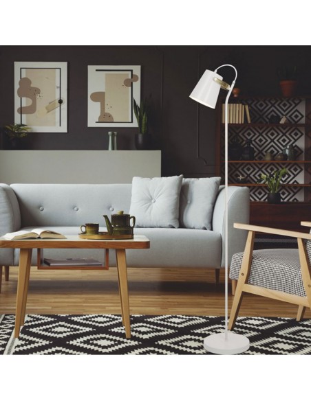 Lámpara de pie blanca combinada cuero