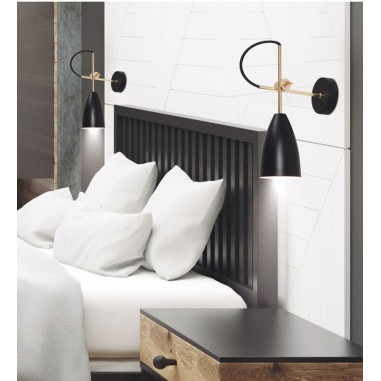 Aplique de pared negro con rótula