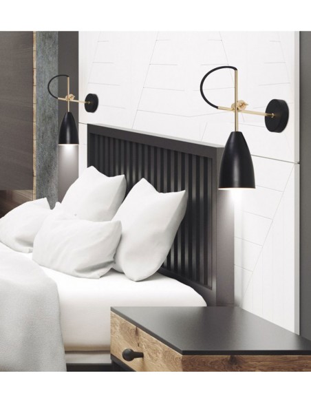Aplique de pared negro con rótula