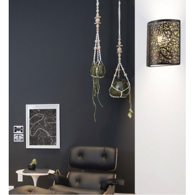 Medio aplique de pared de metal negro-dorado