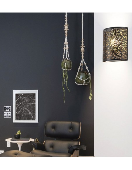 Medio aplique de pared de metal negro-dorado