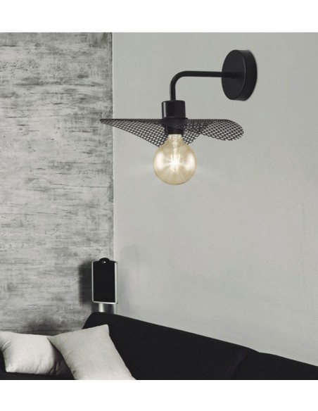 Aplique de pared con malla para bombilla vintage