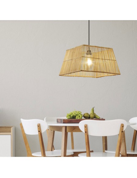 Lámpara de techo mimbre cuadrado