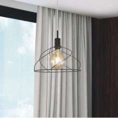 Luminaria de techo en hierro negro con forma de espiral