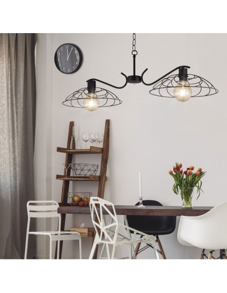 Lámpara 2 Luces Lineal Varilla Negra