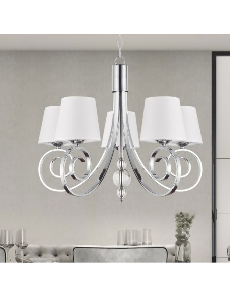 Lámpara de techo cromada con 5 pantallas