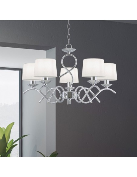 Lámpara clásica de 5 luces con pantalla