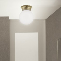 Lámpara plafón dorado ciejo con tulipa de bola