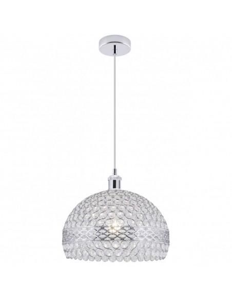 Lámpara colgante media bola cristal y cromo