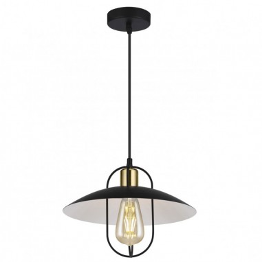 Lámpara vintage negro con portalámparas dorado